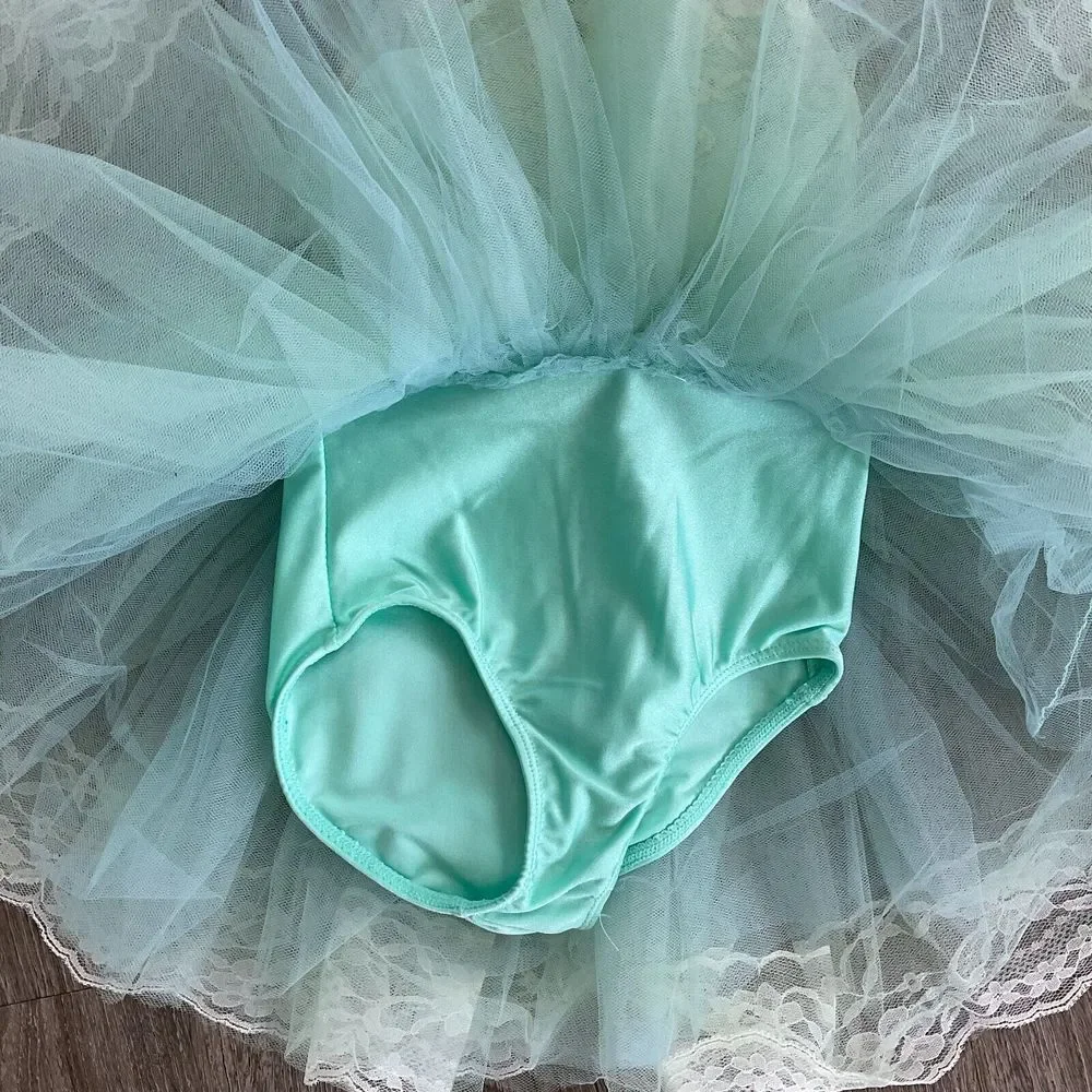 Revolution Mint Green Tutu Dance‎ Costume Leotard Lace Child Size XSC